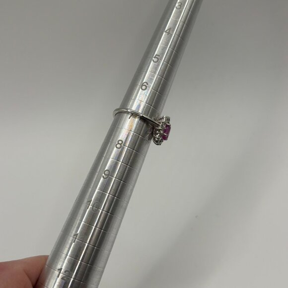 Women’s Ring Pink White Topaz Sterling Silver Size 7 NEW Retro Cocktail - Picture 10 of 11